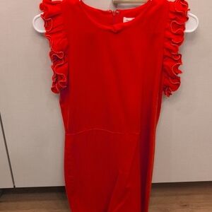 Amanda Uprichard Red Ruffled Mini Dress
